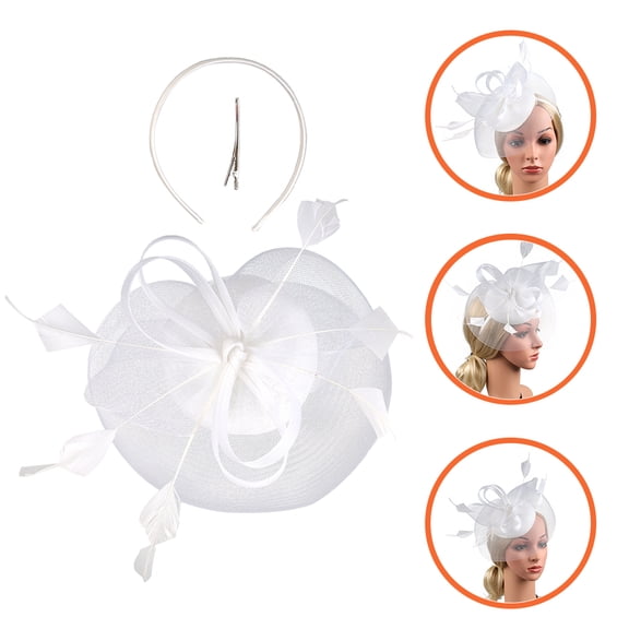 CIMAXIC Elegant White Gauze Fascinator Headband for Wedding Tea Party Banquet