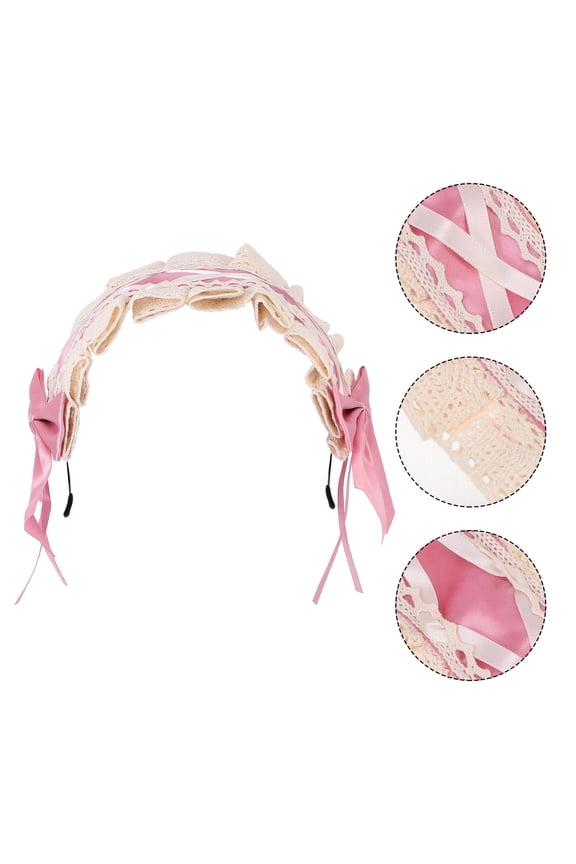 1Pc Pink Lace Hair Loop Lolita Hairband Simple Versatile Headwear for Decor and Cosplay