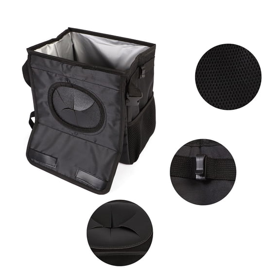 CIMAXIC 1Pcs Large Capacity Leakproof Car Trash Container PEVA Plastic for Drivers Outdoor Travel 11.2x10.8x6.1in