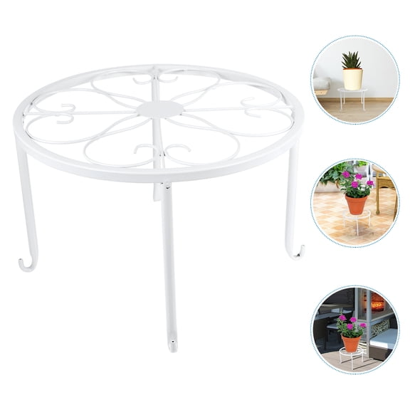 CIMAXIC 1Pack Indoor Flower Pot Holder Stand White Metal for Living Room Decoration