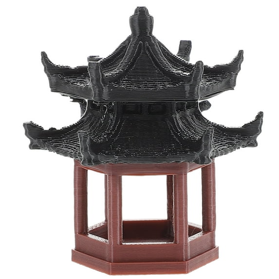 CIMAXIC 1Pcs Miniature Chinese Bridge Figurine Hexagonal Pavilion For Bonsai And Micro Landscape