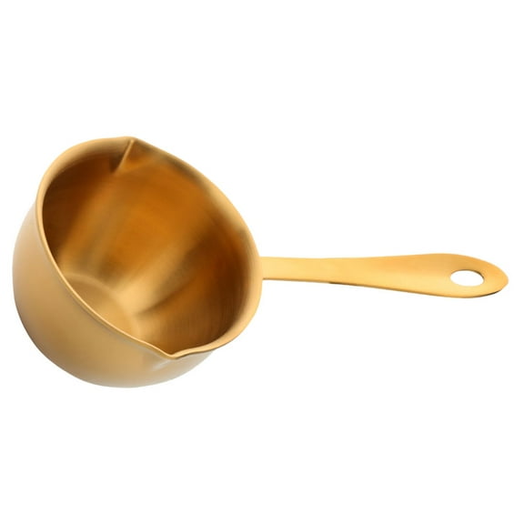 CIMAXIC Small Sauce Pan With Spout Melting Cheese Golden 304 Stainless Steel 1Set 7.9x3.9in