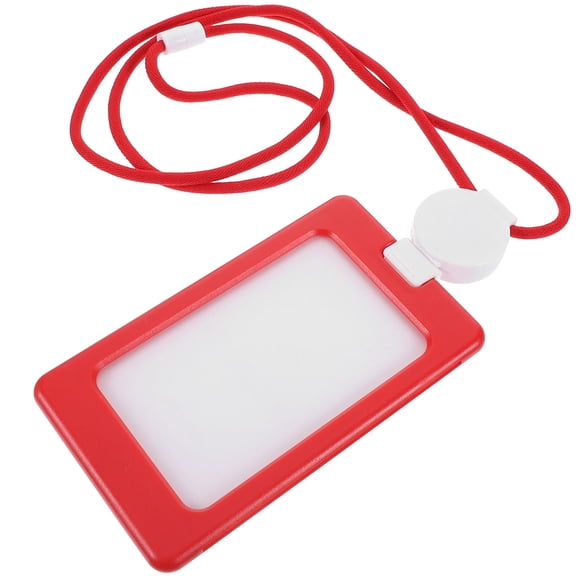 CIMAXIC ID Card Holders With Lanyard Card Sleeve Red 1Pack 4.32X2.55X0.16in