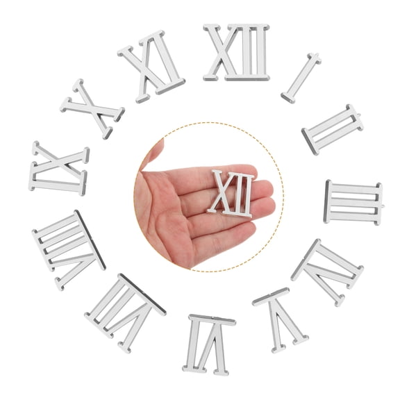 CIMAXIC Clock Parts Clock Roman Numerals Kit Silver ABS Simple Design for Home Art Decor 1 Set