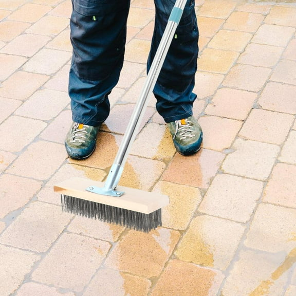 CIMAXIC 1Set Concrete Floor Scrubber with Long Handle for Outdoor and Garage Cleaning