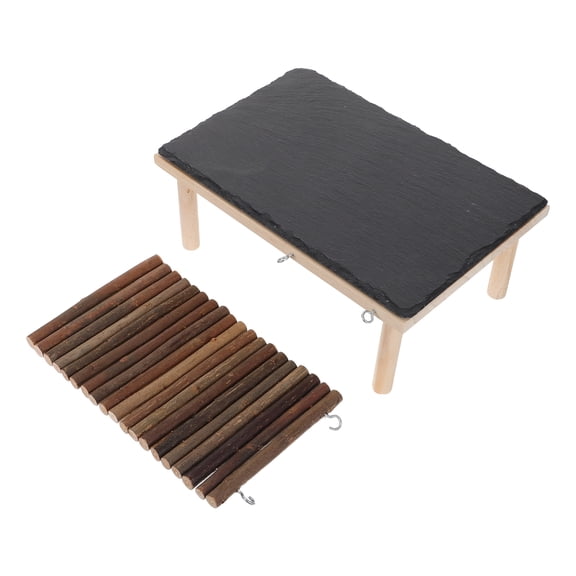 CIMAXIC 1Set Enhanced Uv Basking Platform with Ramp for Bearded Dragon Terrarium Accessories