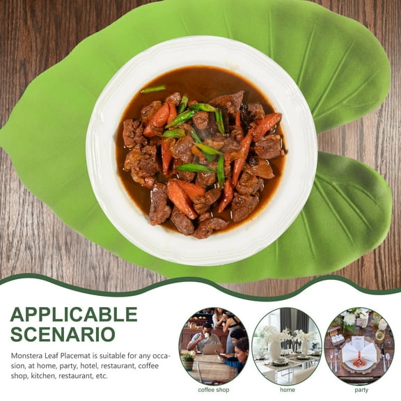 CIMAXIC 1Set Leaf Placemat Placemats Green Leaf EVA Heat Protection for Party