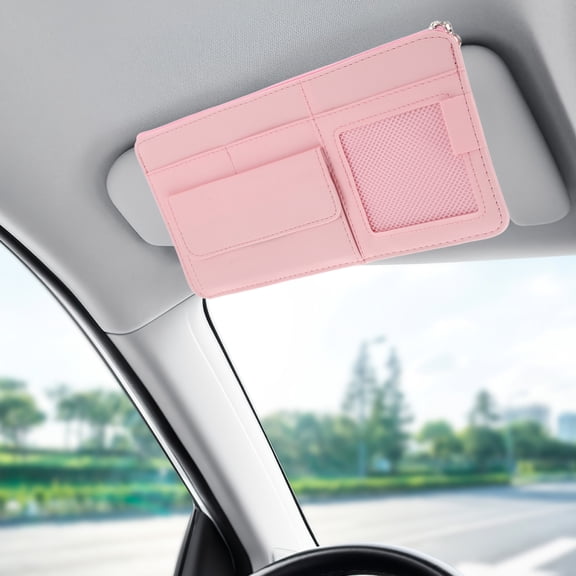 CIMAXIC 1Set Pink Car Visor Organizer with Sunglasses Holder for Women and Travel