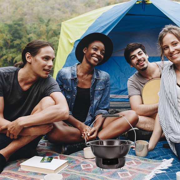 CIMAXIC 1Set Portable Coffee Color Iron Heating Stove Multi Functional Barbecue Grill for Outdoors