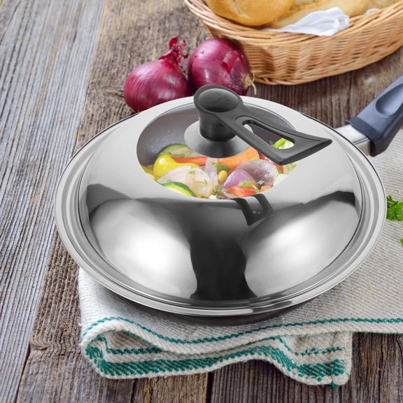 CIMAXIC Household Pot Lid Steam Control Stainless Steel Silver 1Pack for Modern Design