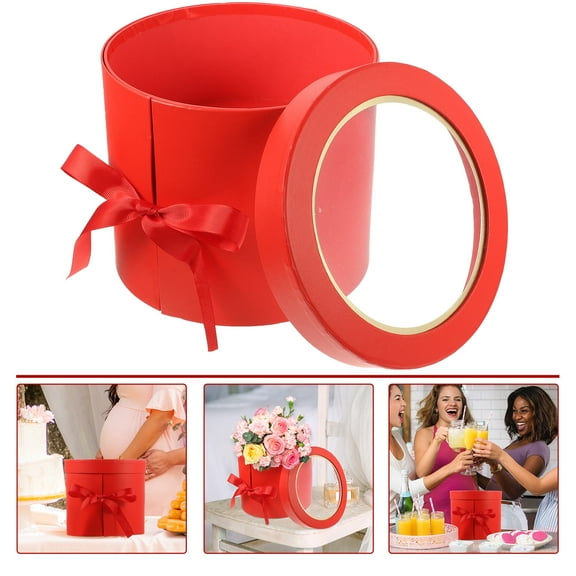 CIMAXIC 1Set Round Flower Box for Home and Special Occasions 11.8x7.9x6.7in