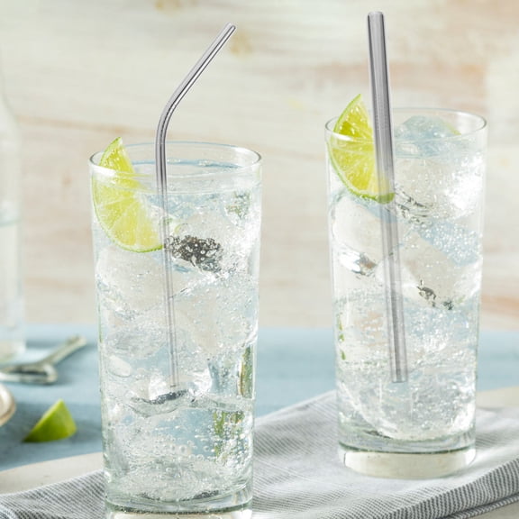 CIMAXIC 1Set Stainless Steel Straws for Home Use Plated Silver Multipurpose Reusable Drink Straws
