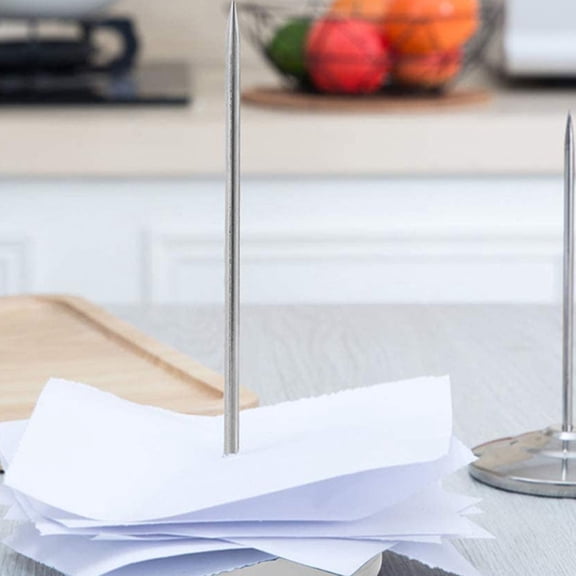 CIMAXIC 1Set Stainless Steel Paper Spike Memo Holder Silver 6.1x3.1in For Organizing Checks Receipts