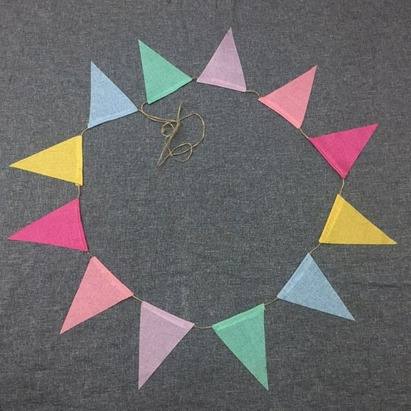 CIMAXIC String Triangle Bunting Flags Pennant Banner Flags Linen Type Cloth 1Set For Wedding Scene