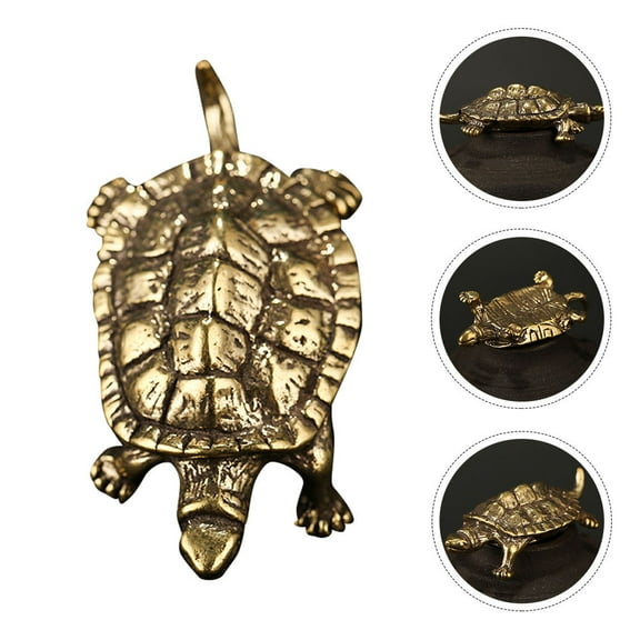 CIMAXIC 1Pc Golden Tortoise Shape Desktop Decoration Handmade with Traditional Craft