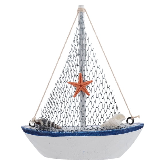 CIMAXIC 1Pc Wooden Sailing Boat Ornament Mediterranean Style Decorative Figurine