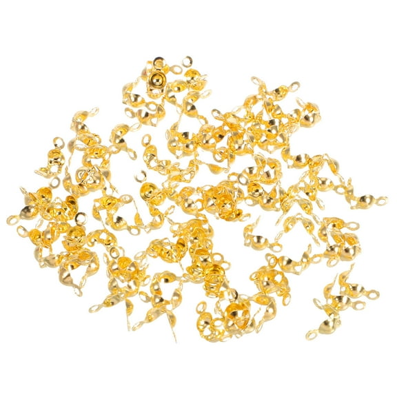 CIMAXIC 200Pcs Golden Bead Tip End Caps Fold Over Crimp Covers for Jewelry Making