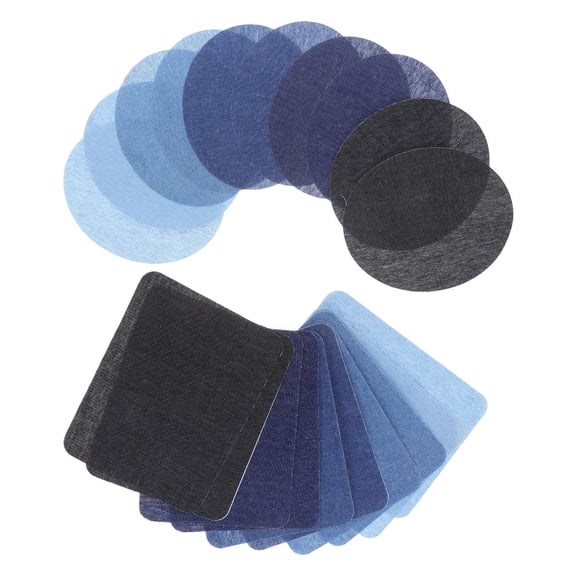 CIMAXIC 20Pcs Self Adhesive Denim Patches Oval and Rectangle for Embroidery Fabric Decoration