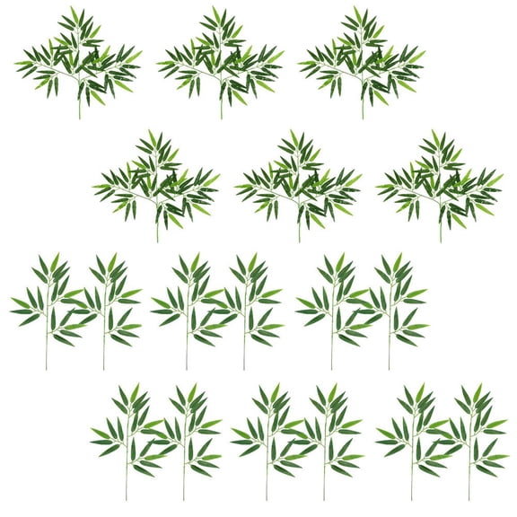 CIMAXIC Simulated Bamboo Leaves Green Silk Plastic Home Office Decor 20Pcs