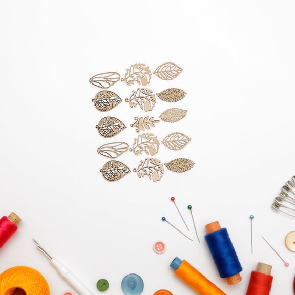 CIMAXIC 20Pcs Wood Cutouts Jewelry Leaf For Home Decor 5X2.5X0.3Cm