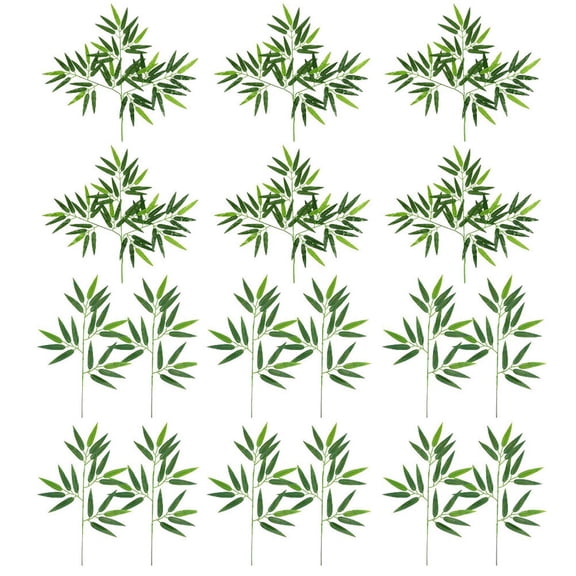 CIMAXIC 20Pcs Simulated Bamboo Branches Green Faux Bamboo Leaves for Creative Home Decor