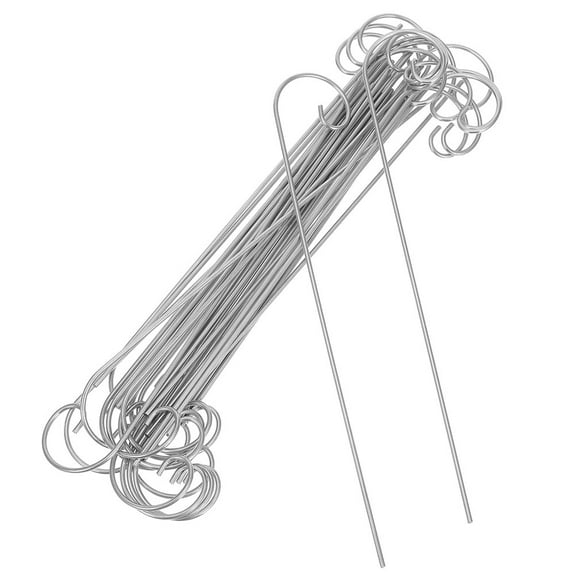 CIMAXIC 24pcs Small Shepherd Hooks for Hanging Plants in Silver Iron for Garden Decoration