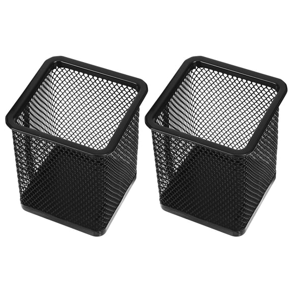 CIMAXIC 2-Pack Black Metal Mesh Pen Holder Organizer for Scratch-Resistant Pencil Storage and Desk Accessories