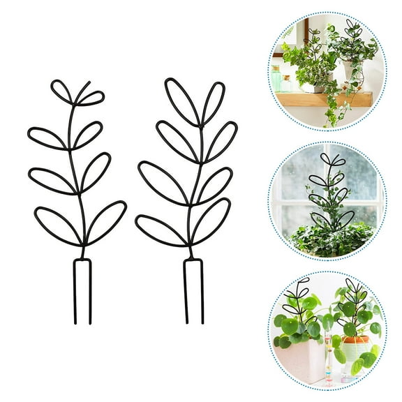 CIMAXIC 2Pcs Black Metal Plant Trellis Climbing Support Rack for Indoor Outdoor Potted Plants Garden Use