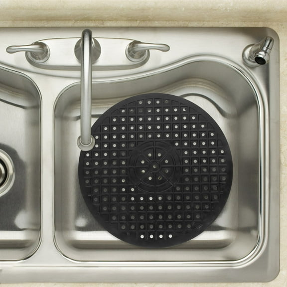 CIMAXIC 2Pcs Black Rubber Sink Mat Protective Draining Mat for Kitchen Use