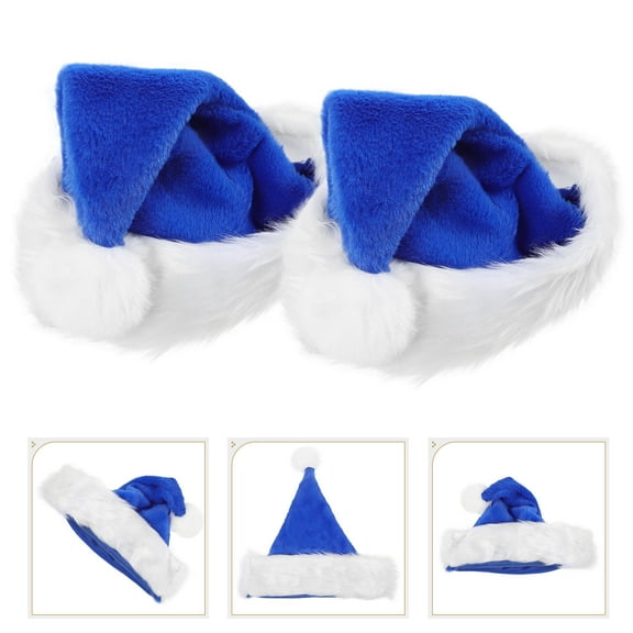 CIMAXIC Decorations Hat Santa Hats Blue Fabric 2Pcs 16.5X11.4X0.4In