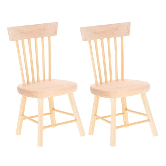 CIMAXIC 2Pcs Tiny Wooden Chair Mini Simulated Chair Toys Synthetic Material Props