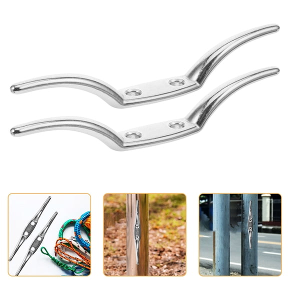 CIMAXIC washing line hook Flag Pole Cleat Hook Stainless Steel 2Pcs
