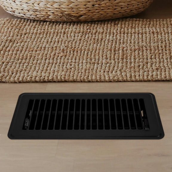 CIMAXIC 2Pcs Metal Floor Vent Covers 4x10 for Home Floor Airflow Regulation Black