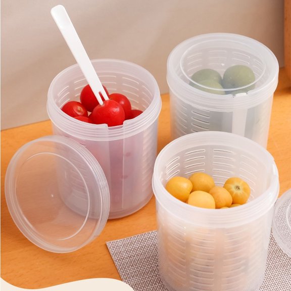 CIMAXIC Fruit Fridge Container Sealed Leak-Proof Round 2Pcs