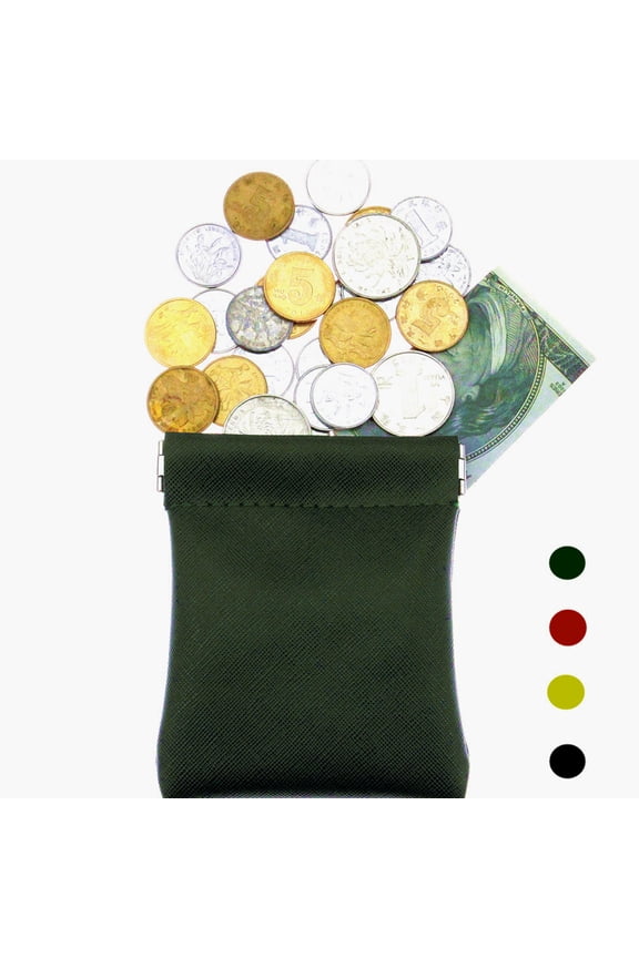 Portable Green PU Change Purse, Simple Wallet for Credit Cards and Cash 2Pcs
