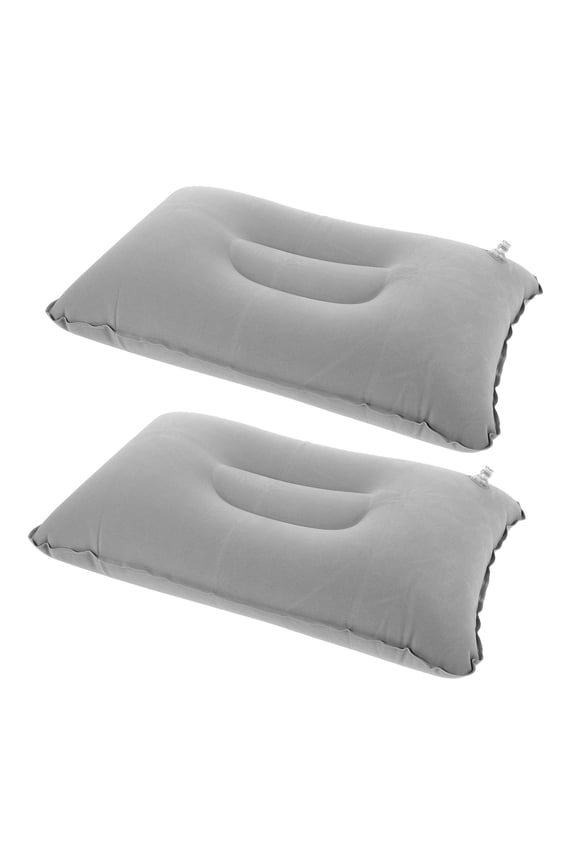 Inflatable Lumbar Support Pillow Flocked Fabric Grey 2Pcs