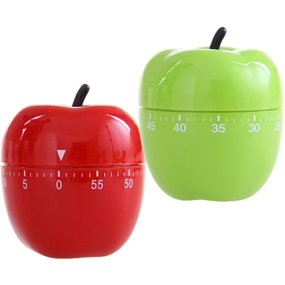 CIMAXIC 2Pcs Mechanical Timer for Desktop Decor Fruit Shaped Plastic 7.5x6.5cm