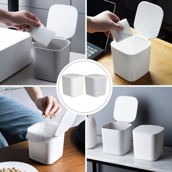 CIMAXIC 2Pcs Impact Resistant Desktop Trash Bin Assorted Color Small Waste Container