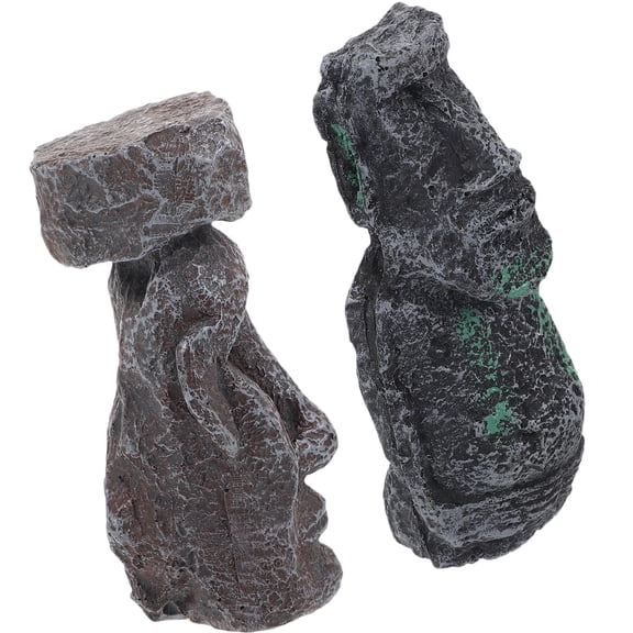 CIMAXIC Grey Resin Moai Figurine Cute Desktop Model for Home Decoration