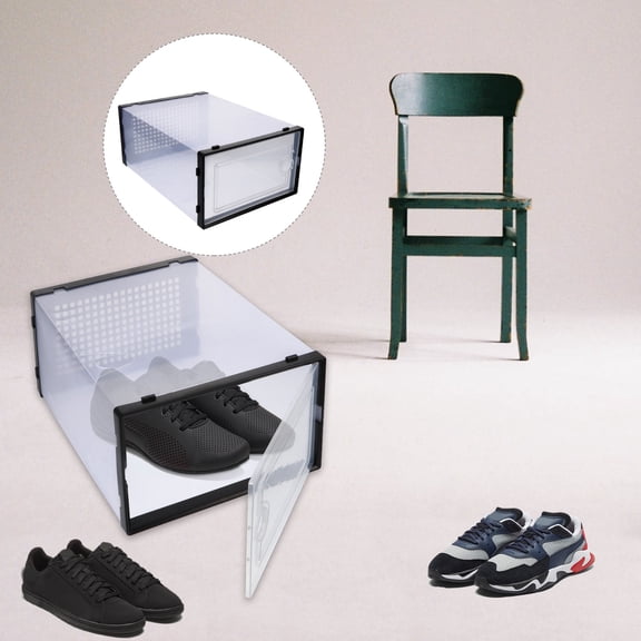 CIMAXIC 2Pcs Simple Black Plastic Shoes Case Ideal for Dorm Bedroom and Shoe Store