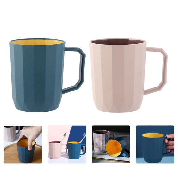 CIMAXIC 2Pcs Simple Gargle Cup with Handle PP Plastic Suitable for Dorm and Travel Use Assorted Colors