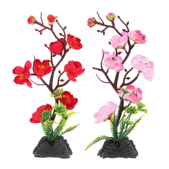CIMAXIC 2Pcs Sushi Plate Decoration Plastic Dish Modeling Red Flower Shape