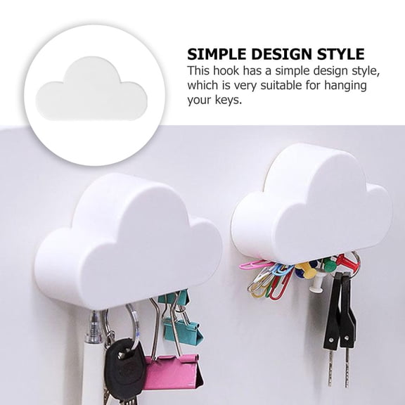 CIMAXIC 2Pcs Wall-mounted Racks Cloud Hooks Key Suspension White for Home Use
