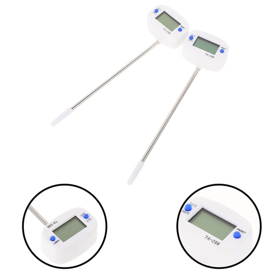 CIMAXIC 2Pcs White Metal Probe Kitchen Food Thermometer with Digital Instant Read