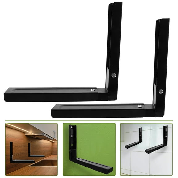 CIMAXIC Microwave Wall Mounting Brackets Space-Saving Black 2Pcs 11.59X9.43X1.81in