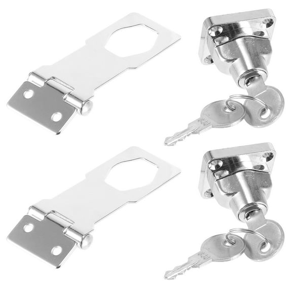 CIMAXIC Stainless Steel Keyed Hasp Locks Silver 2 Sets