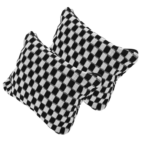 CIMAXIC 2Pcs Black Checkered Makeup Bags Knitted Travel Cosmetic Storage Cases with Hanging Hook