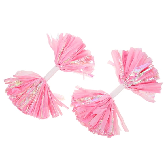 CIMAXIC 2-Pack Cheerleading Pom Poms with Flower Handles, Dance Pompoms for School Sports, Team Spirit, Competitions Accessories