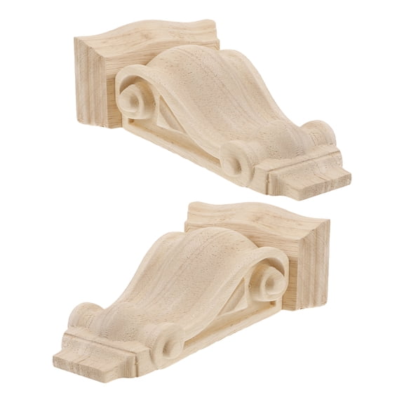 CIMAXIC 2Pcs Wood Corbels Decorative Corner Trim Classic Khaki for Fireplace Doorway European Style