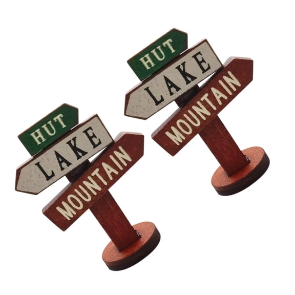 CIMAXIC Wooden Guide Boards for Scenes, Assorted Colors, 2 Pieces Set of Miniature Props